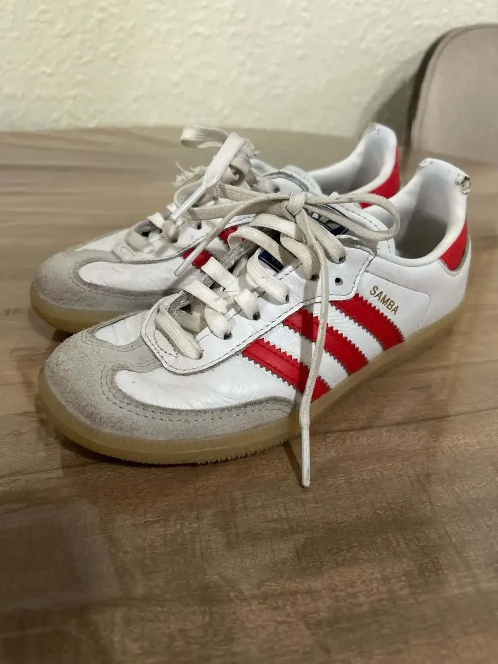 Adidas Originals Samba OG White and Collegiate Red Youth Sneakers